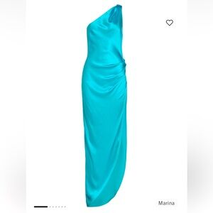 NWT! Aqua Half Shoulder Silk Gown - Saks Fifth Ave - S